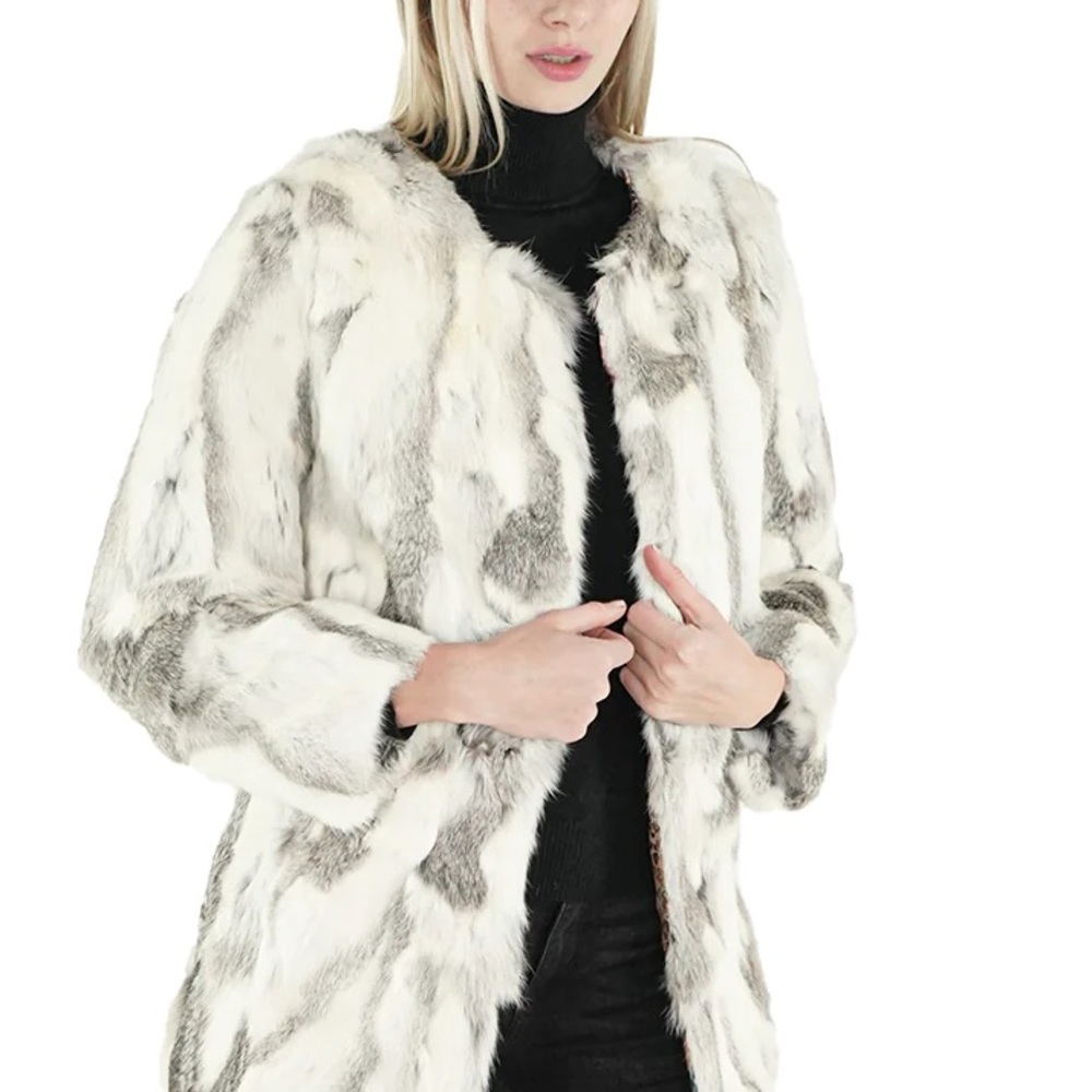 196. NWT WOMENS SHERRILL & BROS. CARRIE S GENUINE RABBIT FUR JACKET